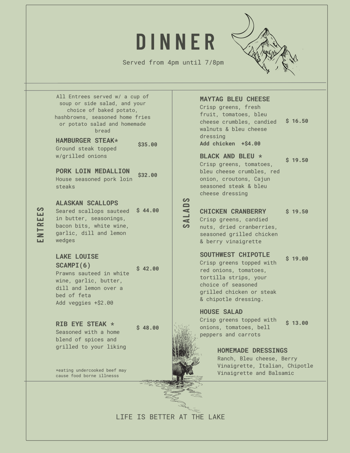 Menu - Lake Louise Lodge